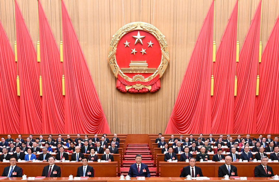 3月12日下午，，，第十四届全国人民代表大会第四次会议在北京人民大会堂闭幕。。党和国度辅导人习近平、、李强、、王沪宁、、蔡奇、、丁薛祥、、李！！！ⅰ⒑仍谥飨ň妥。